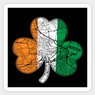 Irish Flag Boston St. Patrick's Shamrock Boston City Map Art Sticker